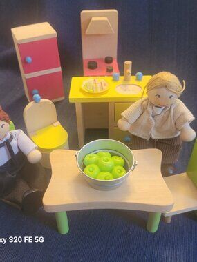 Wooden Dollhouse Kitchen Set